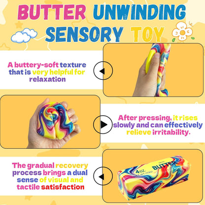 Butter Squishy, 2026 Newest Slow Rising Soft Squeeze Toy ,Realistic Butter Stick with Rainbow Wave, Non-Stick TPR for Office Desk Decor, Party Gift, Anxiety Stress Relief for Adults Kids (1PCS)