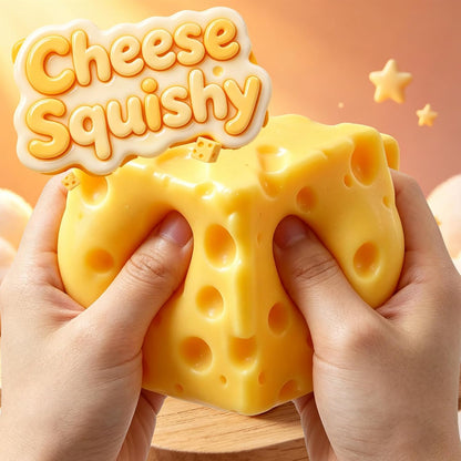 Cheese Squishy Stress Relief Original Sensory Food Squishy Stress Relief Fidget Toy Stress Balls for Adults (Yellow-2Pcs)