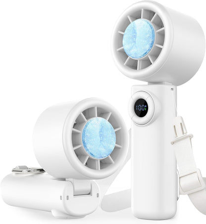 Portable Handheld Turbo Fan with Ice Cooling, 100 Levels Stepless Speed, 15H Long Battery Life, 10500RPM Turbo Fan Rechargeable Personal Mini Fan for Travel, Outdoor, Makeup