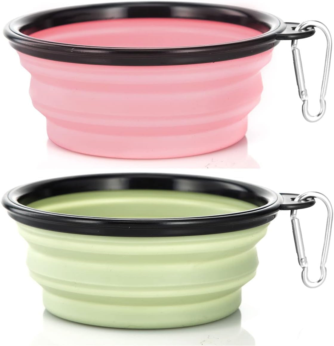 Dog Bowl Pet Collapsible Bowls, 2 Pack Collapsible Dog Water Bowls for Cats Dogs, Portable Pet Feeding Watering Dish for Walking Parking Traveling with 2 Carabiners (Small, Blue+Red)