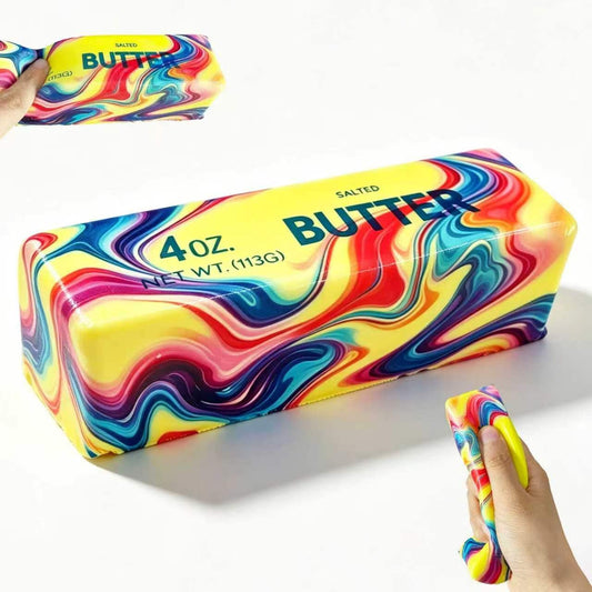 Butter Squishy, 2026 Newest Slow Rising Soft Squeeze Toy ,Realistic Butter Stick with Rainbow Wave, Non-Stick TPR for Office Desk Decor, Party Gift, Anxiety Stress Relief for Adults Kids (1PCS)