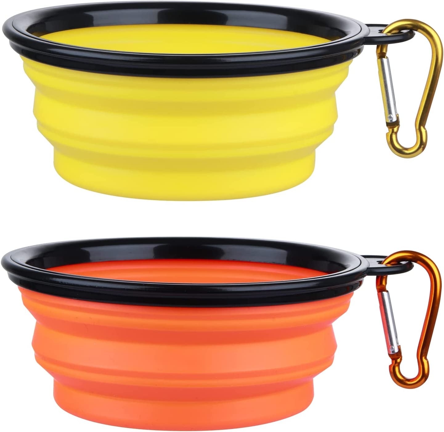 Dog Bowl Pet Collapsible Bowls, 2 Pack Collapsible Dog Water Bowls for Cats Dogs, Portable Pet Feeding Watering Dish for Walking Parking Traveling with 2 Carabiners (Small, Blue+Red)