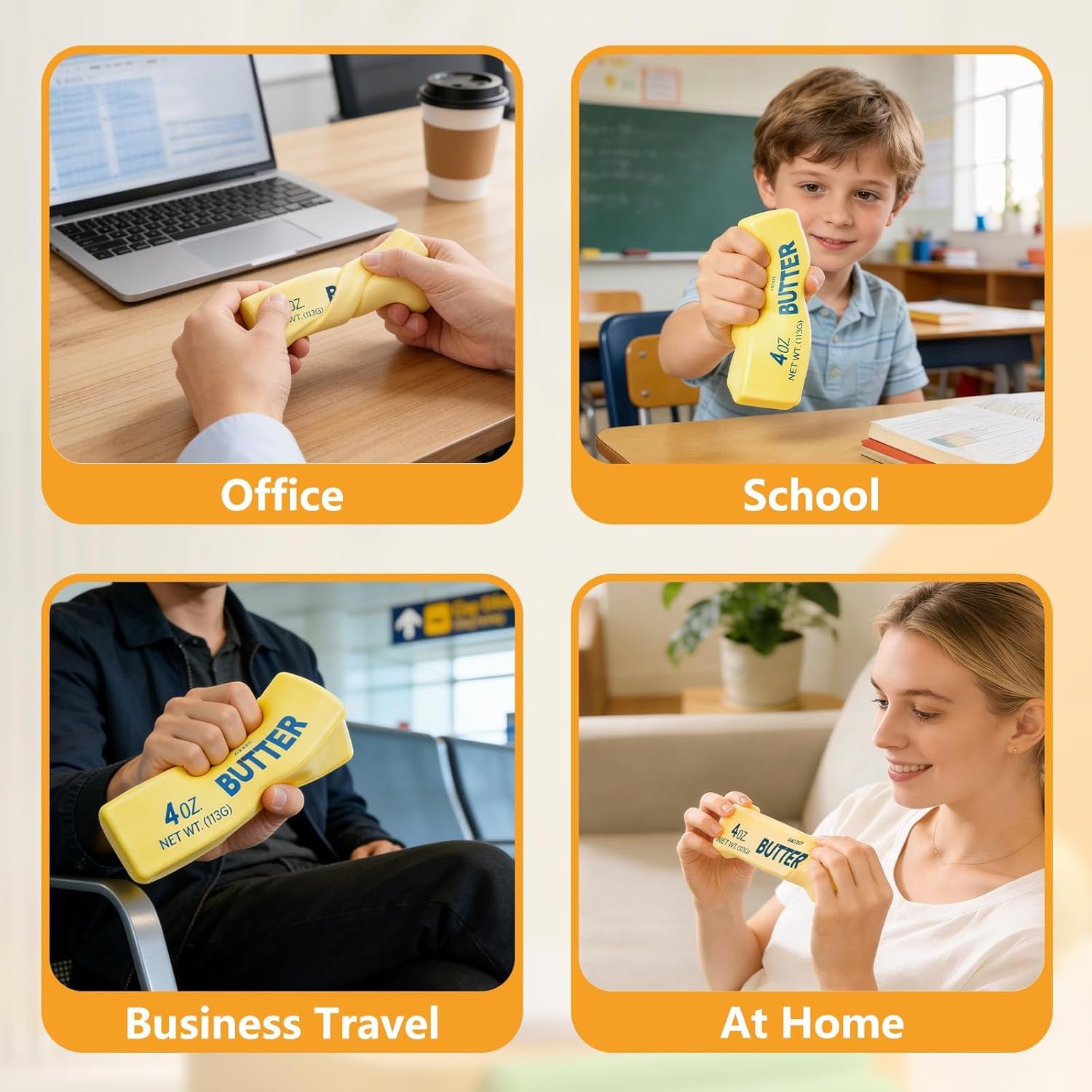 Butter Squishy Toy - Soft & Squeezeable Squishy Fidget Toys, Slow Rising Squishy Toys for Stress Relief, Cheese Squishy, Portable Fidget Toy for Relaxation, Office and Party Favor