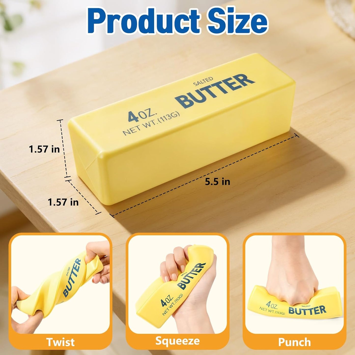 Butter Squishy Toy - Soft & Squeezeable Squishy Fidget Toys, Slow Rising Squishy Toys for Stress Relief, Cheese Squishy, Portable Fidget Toy for Relaxation, Office and Party Favor
