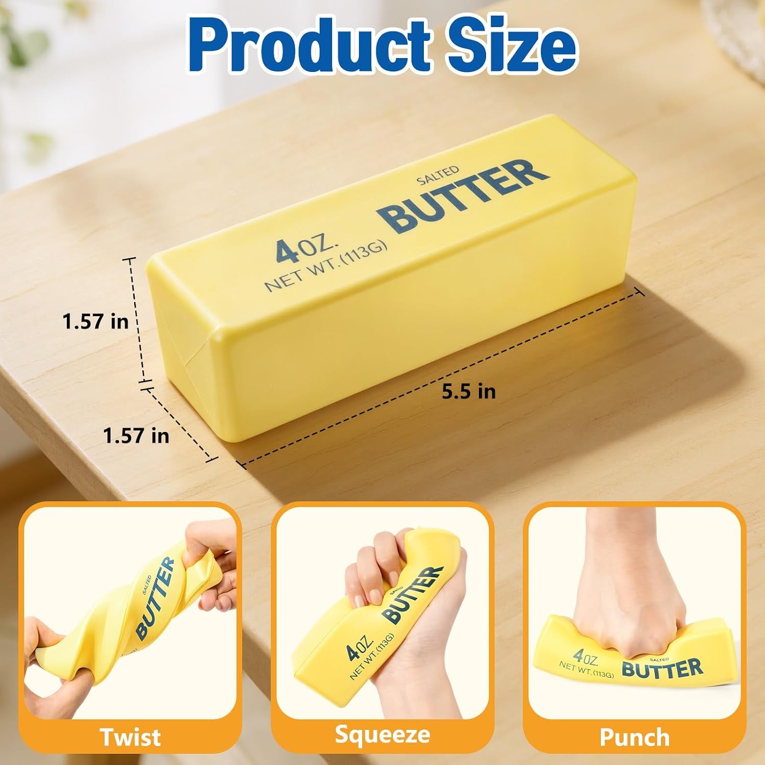 Butter Squishy Toy - Soft & Squeezeable Squishy Fidget Toys, Slow Rising Squishy Toys for Stress Relief, Cheese Squishy, Portable Fidget Toy for Relaxation, Office and Party Favor
