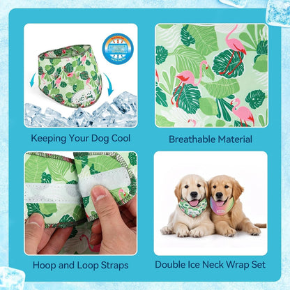 Cooling Bandana for Dogs, 2 Pack Dog Cooling Neck Wrap, Ice Dog Bandanas for Small Dogs, Cooling Scarf for Dogs, Blue Neck Cooler for Dogs(S, Neck Girth 11.8–14.4 Inch)