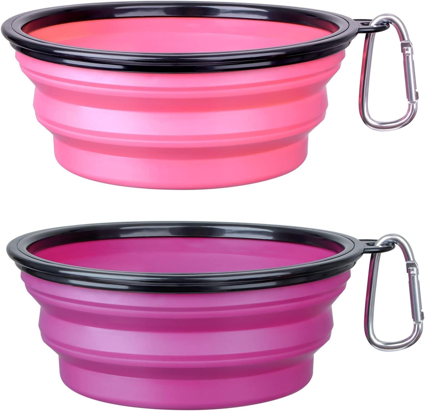 Dog Bowl Pet Collapsible Bowls, 2 Pack Collapsible Dog Water Bowls for Cats Dogs, Portable Pet Feeding Watering Dish for Walking Parking Traveling with 2 Carabiners (Small, Blue+Red)