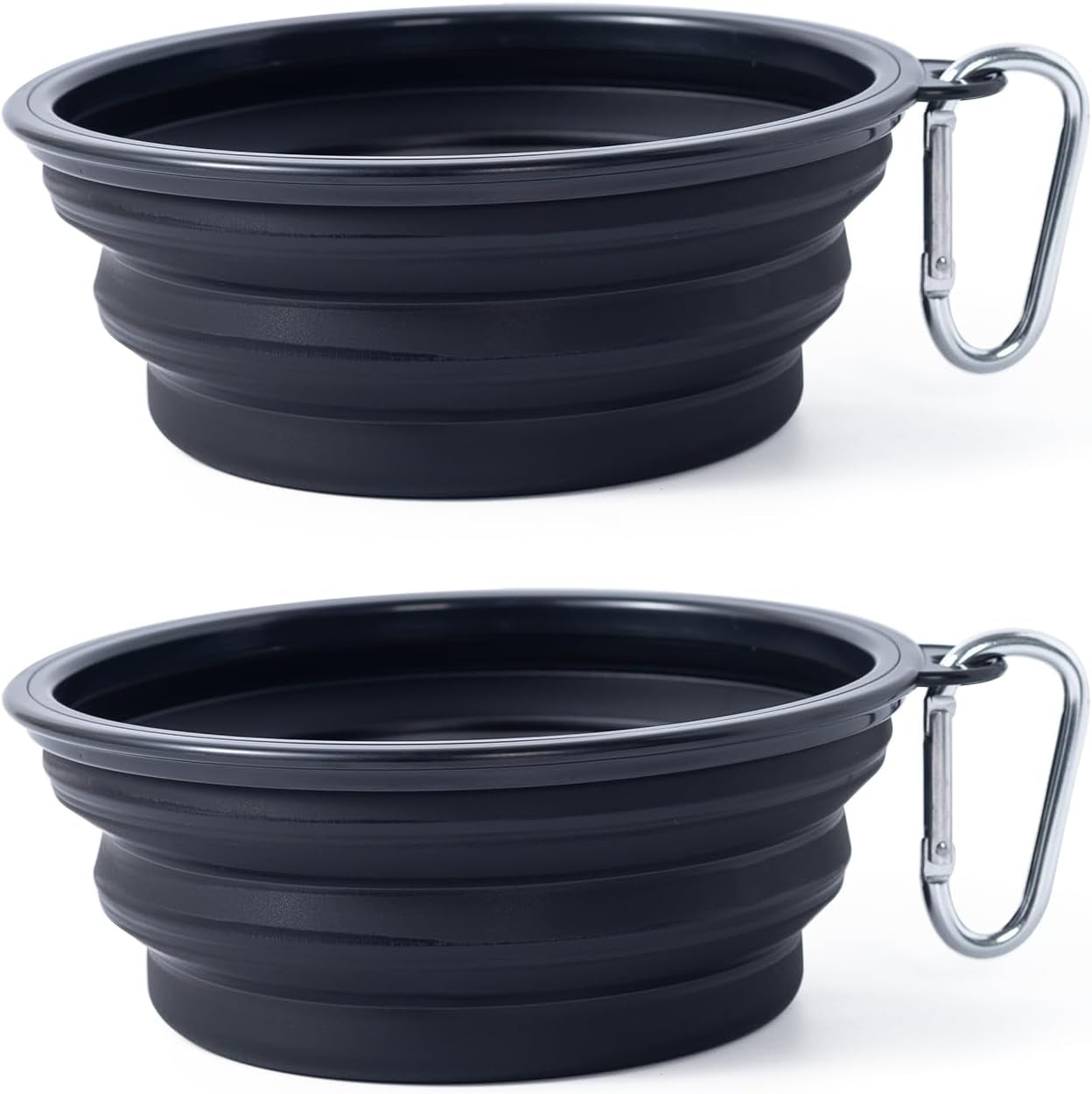 Dog Bowl Pet Collapsible Bowls, 2 Pack Collapsible Dog Water Bowls for Cats Dogs, Portable Pet Feeding Watering Dish for Walking Parking Traveling with 2 Carabiners (Small, Blue+Red)