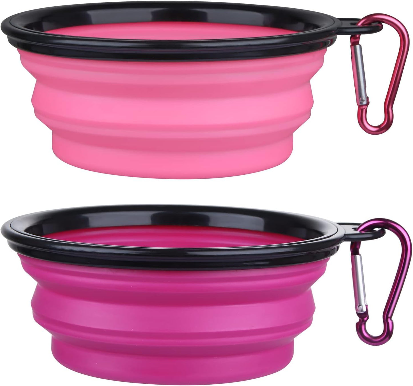Dog Bowl Pet Collapsible Bowls, 2 Pack Collapsible Dog Water Bowls for Cats Dogs, Portable Pet Feeding Watering Dish for Walking Parking Traveling with 2 Carabiners (Small, Blue+Red)