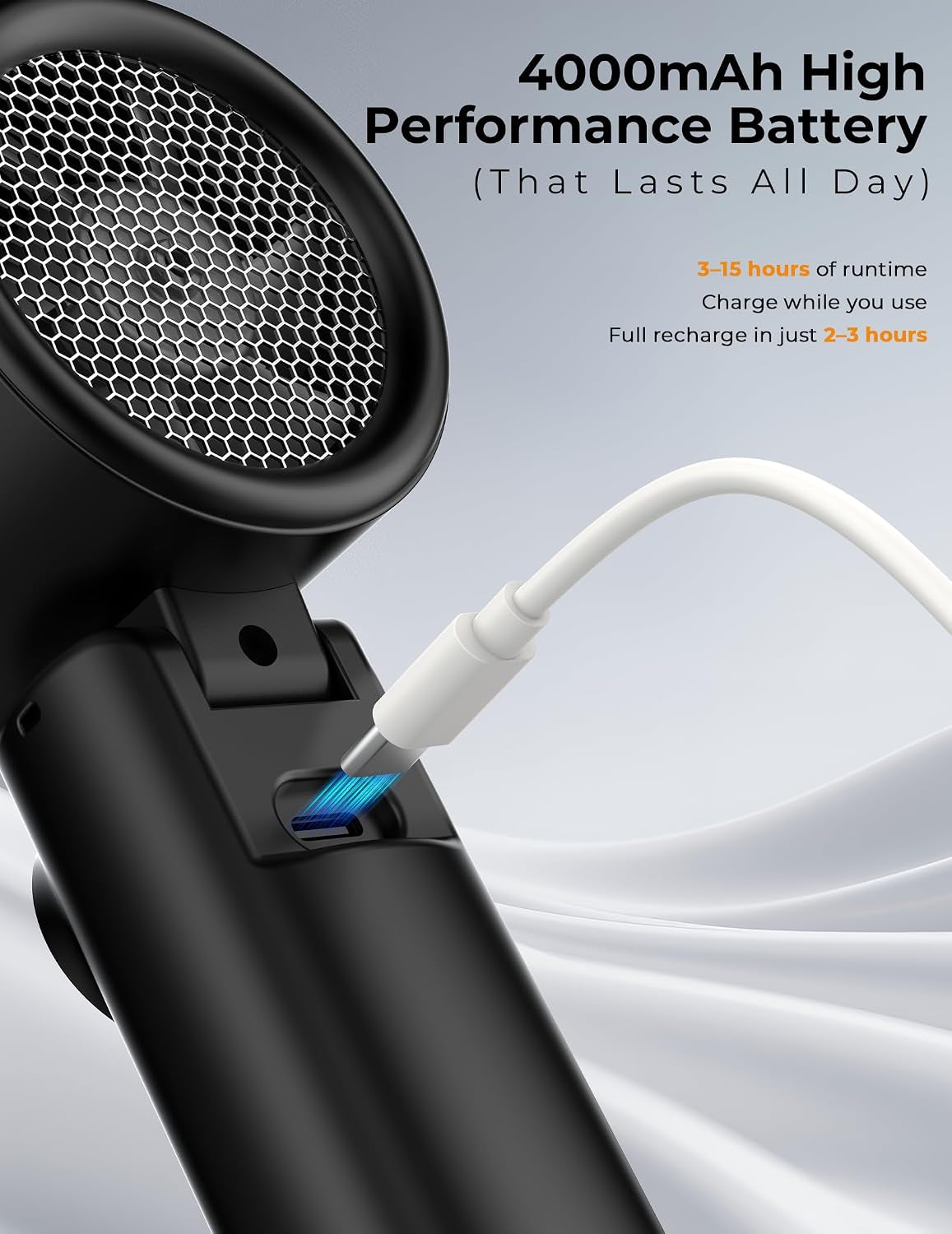 Portable Handheld Turbo Fan with Ice Cooling, 100 Levels Stepless Speed, 15H Long Battery Life, 10500RPM Turbo Fan Rechargeable Personal Mini Fan for Travel, Outdoor, Makeup