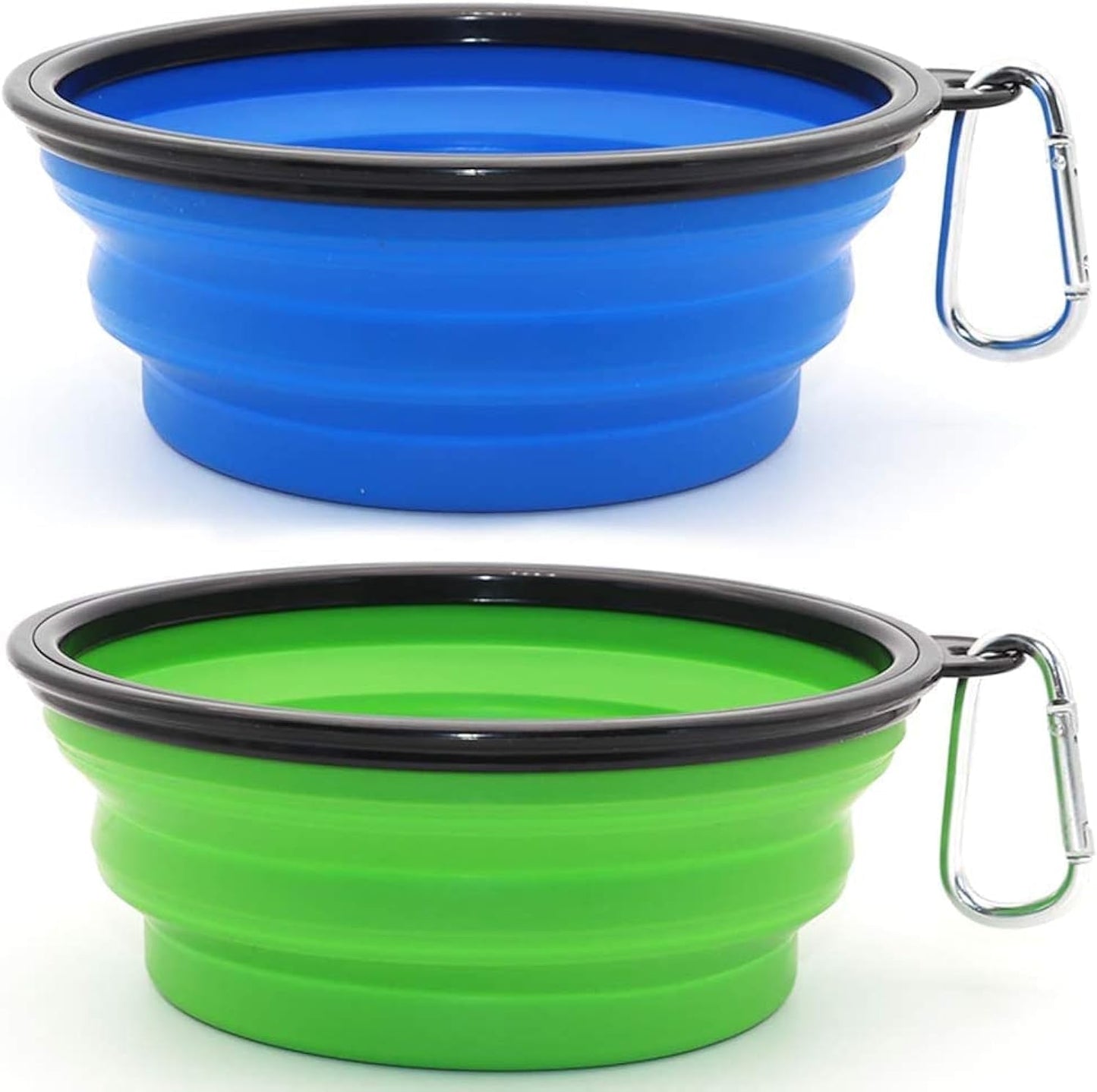 Dog Bowl Pet Collapsible Bowls, 2 Pack Collapsible Dog Water Bowls for Cats Dogs, Portable Pet Feeding Watering Dish for Walking Parking Traveling with 2 Carabiners (Small, Blue+Red)
