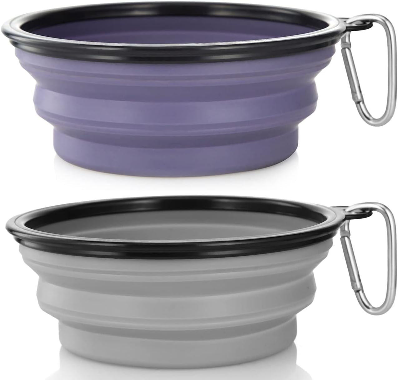 Dog Bowl Pet Collapsible Bowls, 2 Pack Collapsible Dog Water Bowls for Cats Dogs, Portable Pet Feeding Watering Dish for Walking Parking Traveling with 2 Carabiners (Small, Blue+Red)
