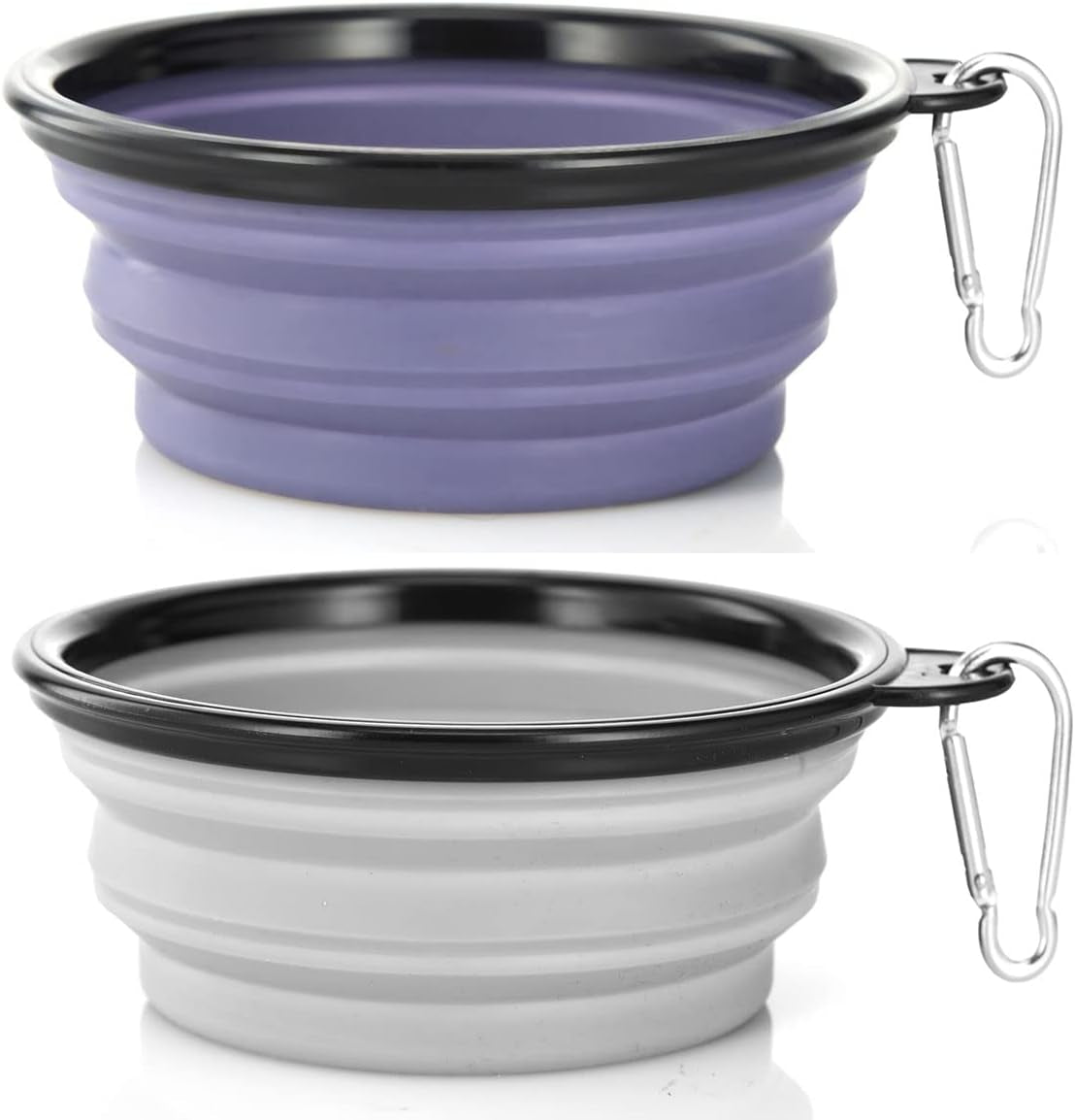 Dog Bowl Pet Collapsible Bowls, 2 Pack Collapsible Dog Water Bowls for Cats Dogs, Portable Pet Feeding Watering Dish for Walking Parking Traveling with 2 Carabiners (Small, Blue+Red)