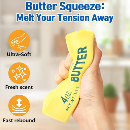 Butter Squishy Toy - Soft & Squeezeable Squishy Fidget Toys, Slow Rising Squishy Toys for Stress Relief, Cheese Squishy, Portable Fidget Toy for Relaxation, Office and Party Favor