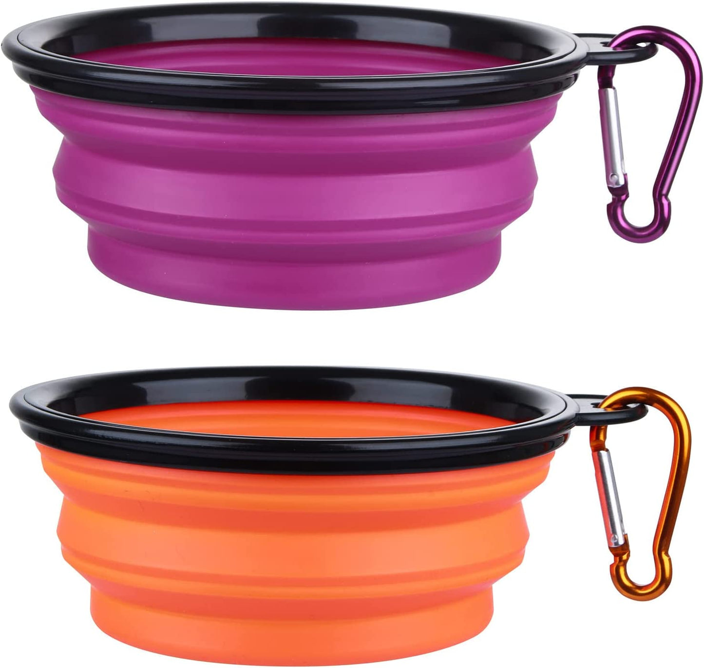 Dog Bowl Pet Collapsible Bowls, 2 Pack Collapsible Dog Water Bowls for Cats Dogs, Portable Pet Feeding Watering Dish for Walking Parking Traveling with 2 Carabiners (Small, Blue+Red)