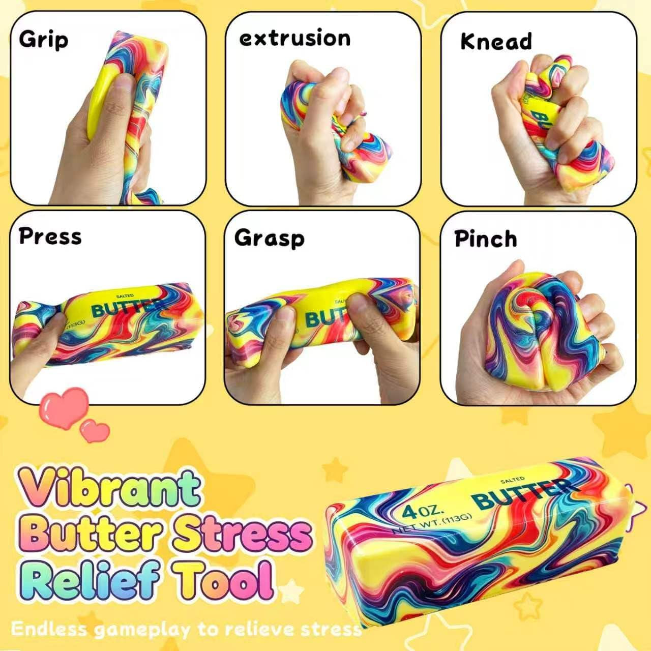 Butter Squishy, 2026 Newest Slow Rising Soft Squeeze Toy ,Realistic Butter Stick with Rainbow Wave, Non-Stick TPR for Office Desk Decor, Party Gift, Anxiety Stress Relief for Adults Kids (1PCS)