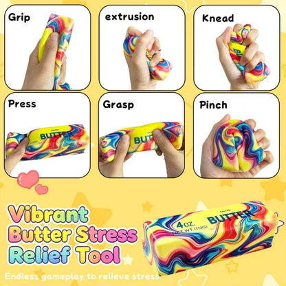 Butter Squishy, 2026 Newest Slow Rising Soft Squeeze Toy ,Realistic Butter Stick with Rainbow Wave, Non-Stick TPR for Office Desk Decor, Party Gift, Anxiety Stress Relief for Adults Kids (1PCS)