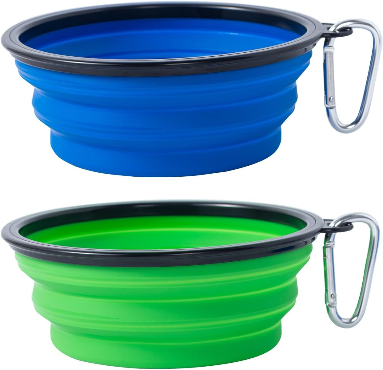 Dog Bowl Pet Collapsible Bowls, 2 Pack Collapsible Dog Water Bowls for Cats Dogs, Portable Pet Feeding Watering Dish for Walking Parking Traveling with 2 Carabiners (Small, Blue+Red)
