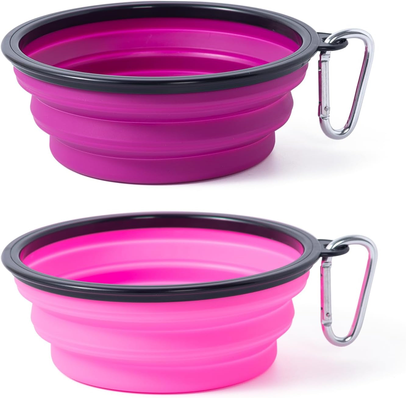 Dog Bowl Pet Collapsible Bowls, 2 Pack Collapsible Dog Water Bowls for Cats Dogs, Portable Pet Feeding Watering Dish for Walking Parking Traveling with 2 Carabiners (Small, Blue+Red)