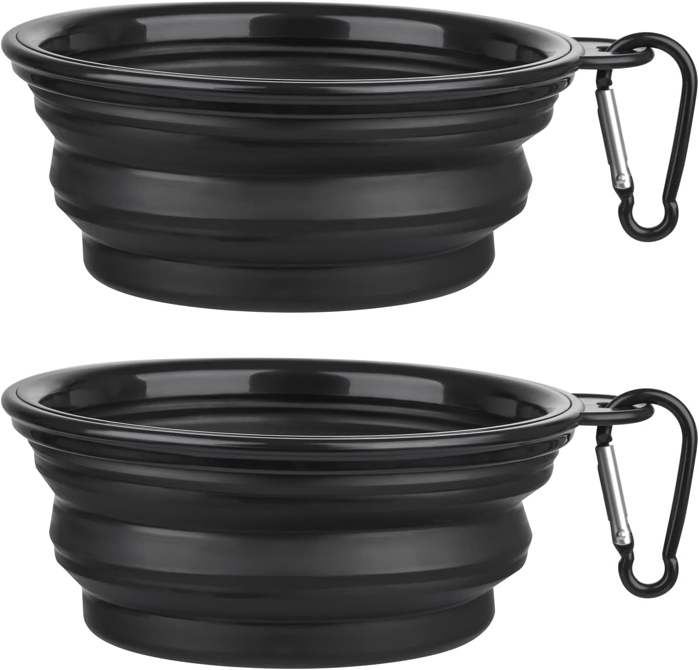 Dog Bowl Pet Collapsible Bowls, 2 Pack Collapsible Dog Water Bowls for Cats Dogs, Portable Pet Feeding Watering Dish for Walking Parking Traveling with 2 Carabiners (Small, Blue+Red)