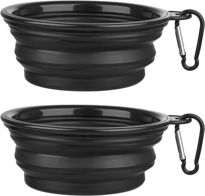 Dog Bowl Pet Collapsible Bowls, 2 Pack Collapsible Dog Water Bowls for Cats Dogs, Portable Pet Feeding Watering Dish for Walking Parking Traveling with 2 Carabiners (Small, Blue+Red)