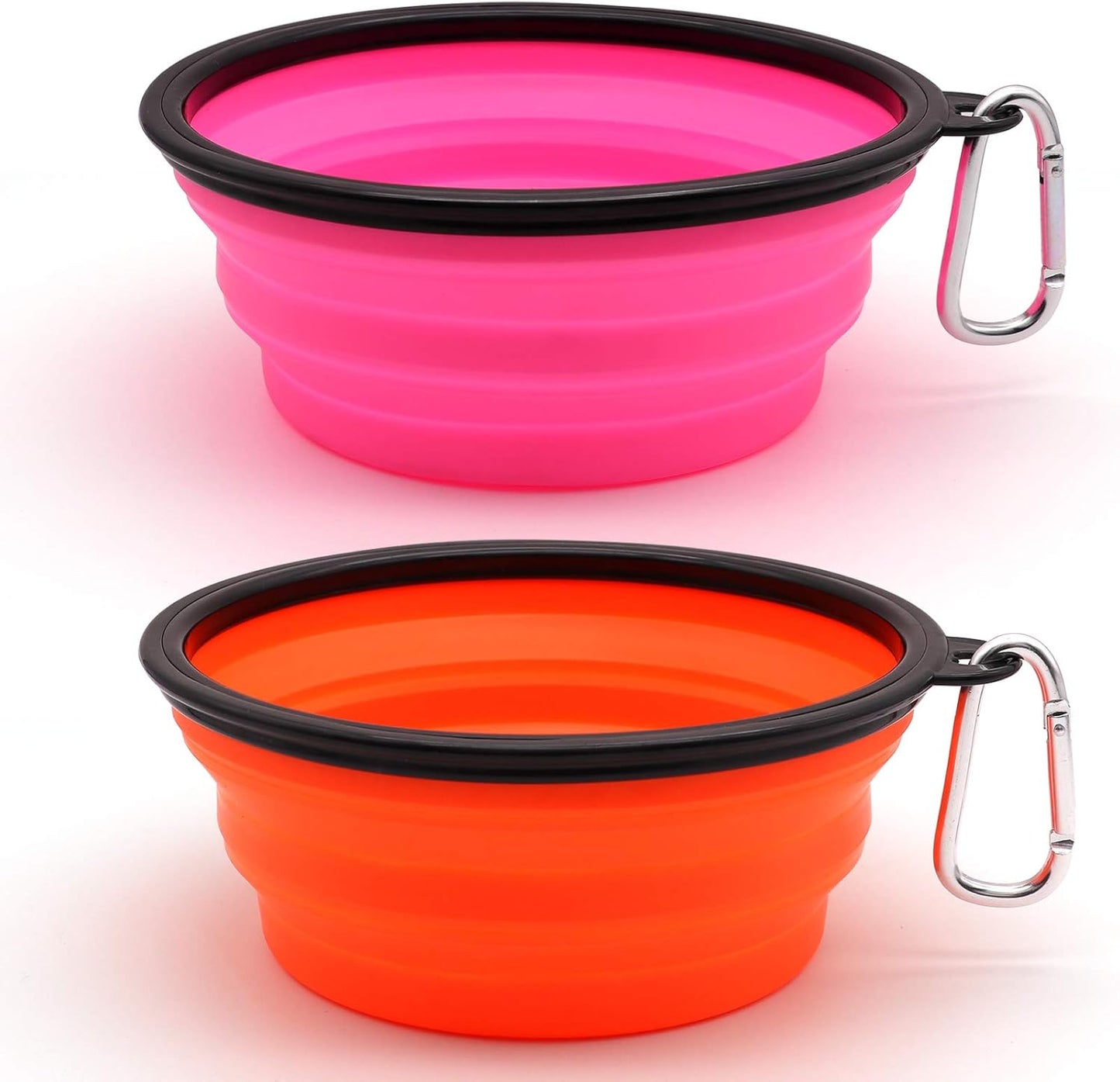 Dog Bowl Pet Collapsible Bowls, 2 Pack Collapsible Dog Water Bowls for Cats Dogs, Portable Pet Feeding Watering Dish for Walking Parking Traveling with 2 Carabiners (Small, Blue+Red)