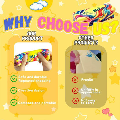 Butter Squishy, 2026 Newest Slow Rising Soft Squeeze Toy ,Realistic Butter Stick with Rainbow Wave, Non-Stick TPR for Office Desk Decor, Party Gift, Anxiety Stress Relief for Adults Kids (1PCS)